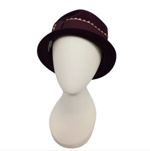 Vintage 50s Union Made Women's Maroon Wool Fedora Old Hollywood Glam